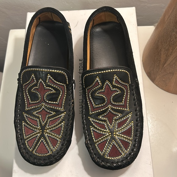 Isabel Marant Etoile Finha Embroidered Velvet Shoes in Black - Picture 4 of 7